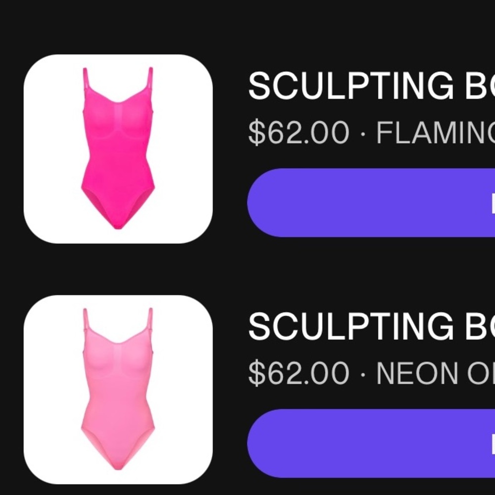 Skims sculpting bodysuit flamingo and neon orchid. Worn each once.